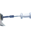 Marine outboard prop shaft and bearing housing remover tool; side view, blue shaft, gray handle.