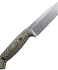 Five And A Half Inch Fixed Blade Knife With Ten Inch Overall Length 3D Camo Micarta Handle Bohler N690 Stonewash Steel Sabre Grind Full Tang