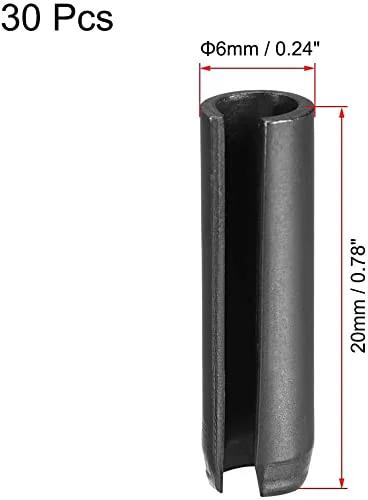 Slotted Spring Pin 6mm x 20mm Plain Finish 65Mn Roll Assortment Kit For Small Machine Projects 30Pcs Axial Slotted Pin