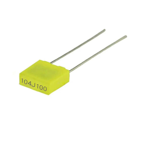 Film Box Capacitor Assortment Kit 240Pcs, Metallized Polyester Capacitors 1nF To 1uF, 24 Values, yellow capacitor detail