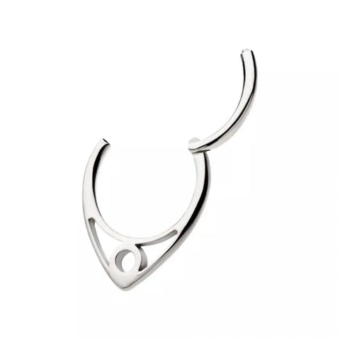 Owl Themed 16G 316L Stainless Steel V-Shape Circle Outline Hinged Segment Clicker Ring In Silver Tone, 10mm Diameter