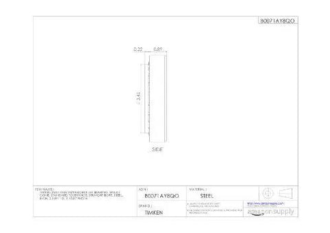 Technical drawing of Single Cone Tapered Roller Bearing With Straight Bore In Steel Inch Size 2.5591 ID By 1.1020 Width