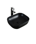USZWBY Vessel Sinks Bathroom Sink Washbasin Art Basin Ceramic Black Square Sink with modern faucet.