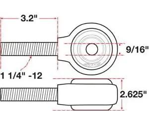 Built Tough Left Hand Thread Rod End Ball Joint Dropping Right Into Your Chassis With Straight Swap Bolt On Fitment For Hot Rods Off Road Trucks And Daily Drivers, dimensions 3.2 inches length, 9/16 inches ID.