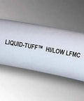 Close-up of Heavy Duty Flexible Metallic Liquid Tight Conduit 3/4 Inch X 50 Ft Roll Gray UL Listed, showing labeling detail.