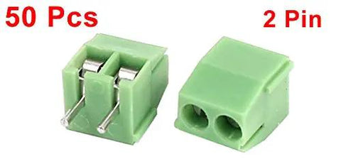50 Pack 2 Pin Screw Terminal Block 3.5mm Pitch Panel Mount Green For PCB Wiring Projects Easy Plug And Play 300V 10A