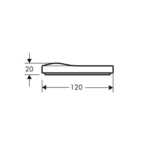 Technical drawing of Massaud Soap Dish In White, Easy Install Avantgarde Bathroom Accessory, 1 Inch Deep, Modern Soap Holder dimensions.
