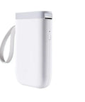 HBCDAAQ Mini Thermal Label Printer With Bluetooth Wireless Connectivity For Mobile Phone And Home Office Use showing a portable white handheld device.