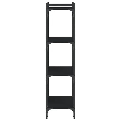 Industrial Style Four Shelf Bookcase With Matte Black Finish And Height Adjustable Shelves Engineered Wood Display Stand