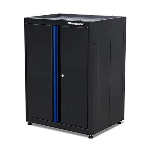 Heavy Duty 9 Piece Garage Tool Storage Workbench With Locking Drawers And Stainless Steel Top Rock Solid modular tool cabinet with two doors.