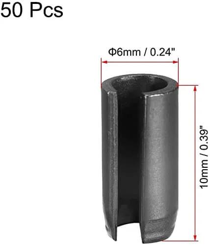 Go To Slotted Spring Pin Set 6mm By 10mm Smooth Finish 65Mn Steel Assortment Kit With 50 Pieces For Small Machine Projects And Diy Repairs Handy For Hobbyists And Makers, close-up view showing dimensions.