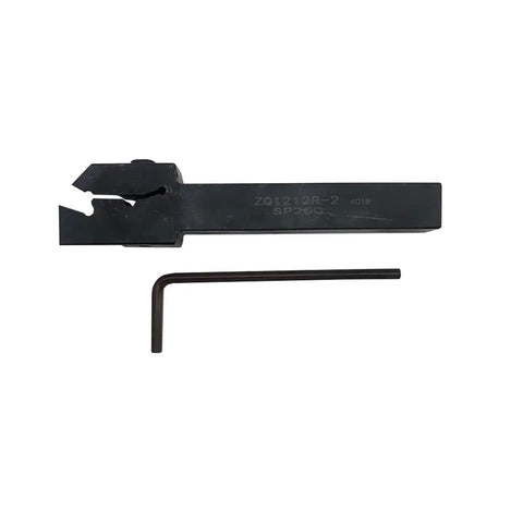 Grooving Slotting Cut Off Lathe Tool Holder With Half Inch Shank ZQ1212R2 And 10 SP200 Carbide Inserts shown with hex key