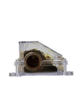 Side view of 1/0 Gauge Waterproof ANL Fuse Holder With Set Screw In White Leak Proof Plastic Case for amp installations