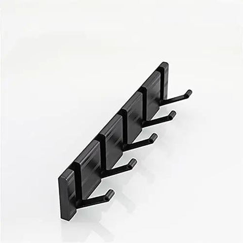 Sturdy Aluminum Wall Mount Coat Hooks for Bathroom Bedroom Entryway Top Shelf in sleek black finish, ideal for space saving storage.