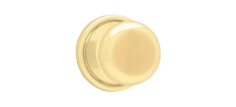 Juno Dummy Door Knob No Turning Interior Single Sided Push Pull Handle For Closets And French Double Doors Pantry Polished Brass Easy DIY Install Including All Hardware polished brass dummy knob front view