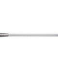 CMM touch probe stylus side view with 6 mm ball, M4 threaded end, white shaft, red ball tip, 100 mm long
