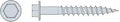 Strong-Drive SD Connector Screws No 9 One And A Half Inch In 316 Stainless Steel, One Quarter Inch Hex Head, side and top view