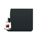 Next Level Automatic Coffee Maker Featuring Hot And Cold Brew Options Smart Touchscreen Interface And Built In Grinder For Barista Style Morning Drip Vibes, side view with espresso.