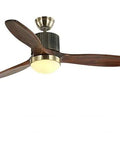 Fifty Two Inch Wooden Blade Ceiling Fan With Bright LED Lights And Ultra Quiet Remote Control Sweet Breeze For Living Room Or Kitchen No Sweat Cooling Total Setup Upgrade, featuring three wooden blades and integrated light.