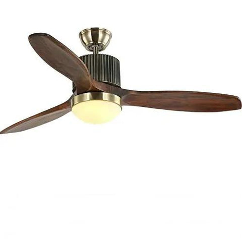 Fifty Two Inch Wooden Blade Ceiling Fan With Bright LED Lights And Ultra Quiet Remote Control Sweet Breeze For Living Room Or Kitchen No Sweat Cooling Total Setup Upgrade, featuring three wooden blades and integrated light.