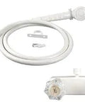 White RV and Mobile Home Shower Faucet With Clear Handles and Handheld Shower Head, No Fuss Two Handle Wall Mount 4 Inch Tub Valve