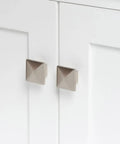 Knob details on the Straight Up Premium 55 Inch Single Sink Bathroom Vanity Built From Real American White Oak Solid Wood Cabinet.