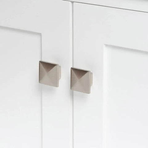 Knob details on the Straight Up Premium 55 Inch Single Sink Bathroom Vanity Built From Real American White Oak Solid Wood Cabinet.