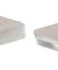 Pack Of Twenty White Knockdown Furniture Connectors For Cupboard And Drawer Assembly Solid Plastic Jointing Blocks For Quick DIY Cabinet Rigs No Mess Modesty Panel Installation close-up of two plastic connectors.