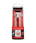 Three Eighths Inch Double Flute Straight Router Bit Red Carbide Hi Density With Overall Length Two And Eleven Sixteenths Inches
