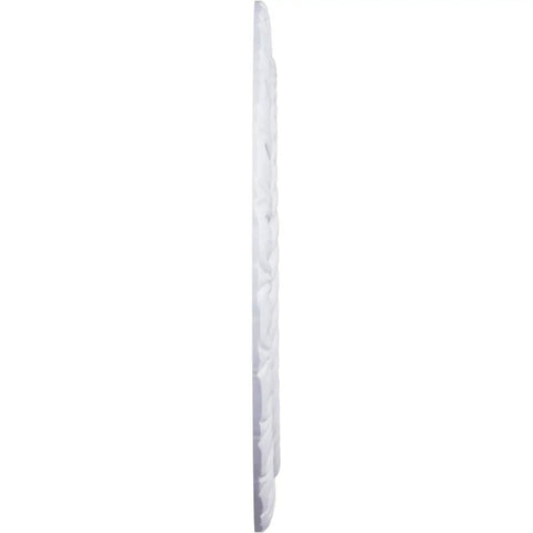Side view of Claremont Ceiling Medallion Ten And Five Eighths Inch Outside Diameter Five And Three Quarter Inch Inside Diameter One Half Inch Projection Seven Inch Canopy Lightweight Primed For Easy Paint And Quick Installation showing thin profile