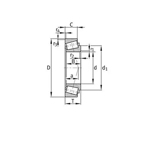 Technical diagram of 31307A Tapered Roller Bearing 35x80x21mm for machinery and industrial gear, heavy duty, built to last.