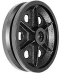 Heavy Duty Cast Iron V Groove Wheel Eight By Two Inch Wide Rail Carrier For Inverted Angle Iron Track built rock solid.