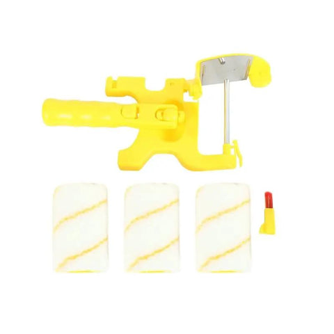 Eight Piece Paint Edger Roller Kit For Walls And Ceilings Ditch The Tape With This Smooth Edge Guide Tool includes yellow roller handle and sponge rollers.