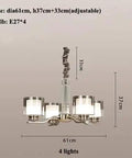 Slick Nickel Four Bulb Led Pendant Chandelier Casts Pure 5500k White Light To Instantly Level Up Your Living Room Dining Setup With Smooth Modern Vibes Today, adjustable height, 61cm diameter.