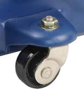 Close-up of caster wheel on Beefy 2 Ton Trolley Jack For Cars And SUVs, Heavy Duty Hydraulic Floor Jack With Safety Valve.
