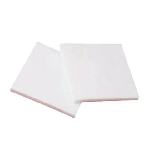 Two White PTFE Plastic Sheets 500x500x0.5mm Heavy Duty Pro Grade Plate for electrical insulation and chemical resistance.