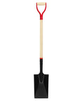 Heavy Duty Spade Shovel With Wooden D Handle For Digging And Edging Square Flat Garden Shovel 45 Inch Lawn Tool standing upright