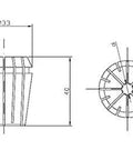 Technical drawing of One Eighth Inch Spring Collets ER32 CO194 Pro Grade Workhorse Industrial Machining Tool