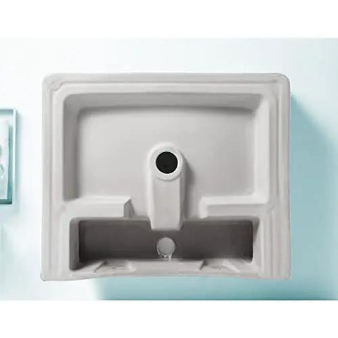 Top view of Modern White Rectangular Vessel Sink For Bathroom Counter Crisp Ceramic Basin Sleek Finish Easy Install.