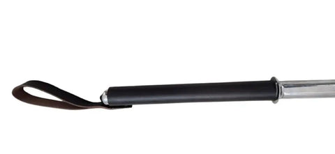 Close-up of the grip of Beefy Carbon Steel Mace Prop for Knight Costume and Stage Battle, LARP Ready, hand-forged with oil finish.