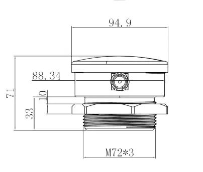 Technical drawing of Smart TLC2206 WiFi Tank Level Monitor for Water, Oil, and Fuel with TUYA compatibility, side view dimensions.