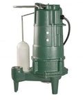 Built Damn Tough Cast Iron Submersible Grinder Pump Featuring Auto Vertical Float Switch and Clog Free Vortex Impeller, side view.