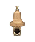 Brass Zurn Wilkins 3/4 in 600XL pressure reducing valve, front view with top adjustment screw.
