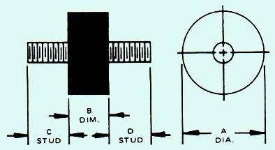 Diagram showing dimensions for Round Double Male Vibration Mounts With 1/8-32 Threaded Black Rubber Isolation Mounts with measurements.