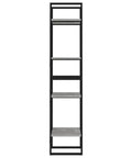 Industrial 4 Tier Book Cabinet 55.1 Inch Tall Open Shelves Display Rack In Concrete Gray And Black Engineered Wood Front View