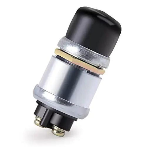 12V Weatherproof Push Button Start Switch with black neoprene cap for cars, trucks, boats, RVs, and ATVs, momentary engine start button.
