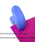 Blue handheld 6mm single hole punch from Two Pack Mini Hole Punch Set for paper, cardboard, thin plastic, punches up to 10 sheets.