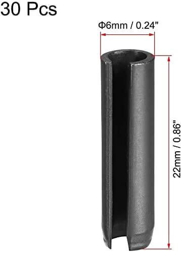 Close-up of one Slotted Spring Pin from the Slotted Spring Pin Assortment Kit 6mm By 22mm Plain Finish 65Mn Roll Pins For DIY Small Machine Projects
