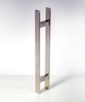 Dope 12 Inch Push Pull Door Handle In Brushed Nickel Satin Finish For Glass And Metal Doors Modern Stainless Steel Pull Bar For Commercial Front Doors Home Office Barn Entrances Rectangular Flat Design vertical brushed nickel pull handle for glass doors