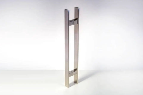 Dope 12 Inch Push Pull Door Handle In Brushed Nickel Satin Finish For Glass And Metal Doors Modern Stainless Steel Pull Bar For Commercial Front Doors Home Office Barn Entrances Rectangular Flat Design vertical brushed nickel pull handle for glass doors